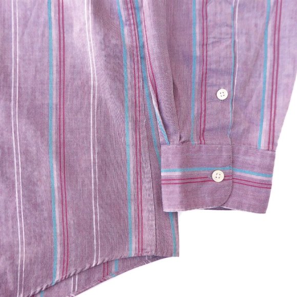 Christian Dior Vintage 70s 80s Shirt Button Front Striped Mother of Pearl Button - Picture 4 of 7